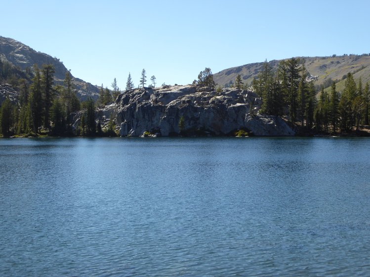 Rocks across lake from camp