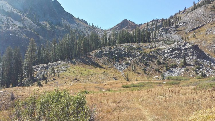 Looking South up Deer Creek drainage towards Deer Creek Pass
