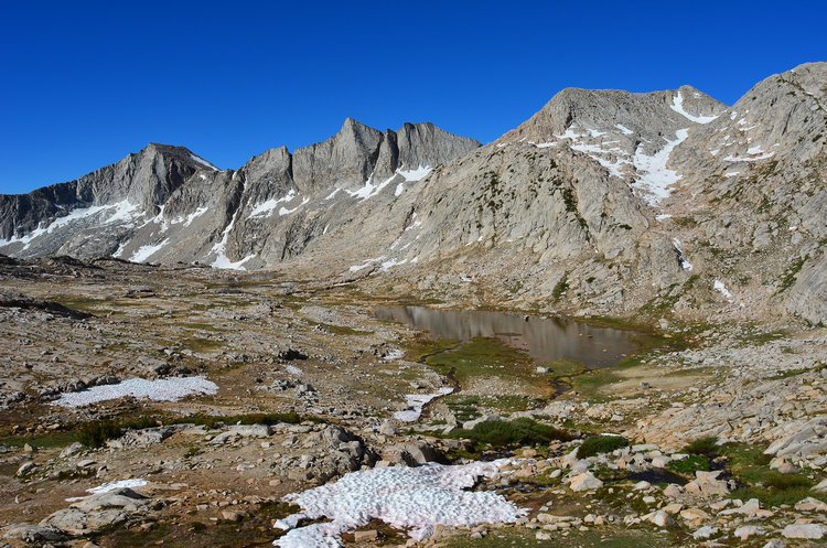 Looking down towards the valley above Merriam Lake. Funny to think that this was where I crossed the ridge and met up with Rogue for the first time back in 2014.