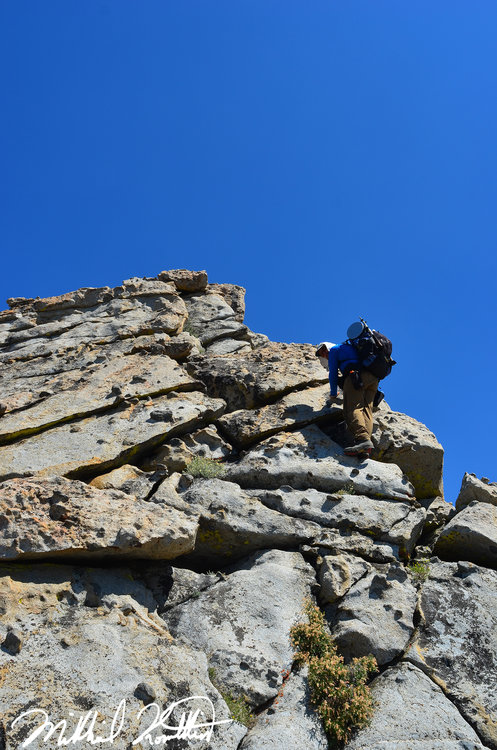Here Rogue is climbing up some pretty stout Class 3 on my favorite nubbins to get to the unnamed peak South of Tenderfoot Peak. Dan and I decided to go around this part, but we still had a nice stretch of Class 3.
