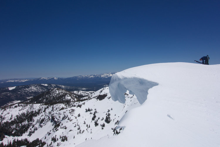 Look at this crazy cornice near the summit. This ski guy made me feel nervous.