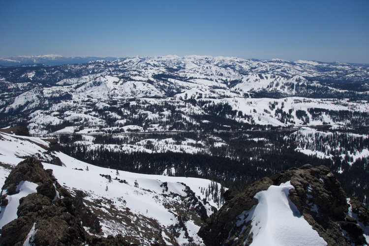 On the summit of Castle Peak, looking south towards the Granite Chief Wilderness.
