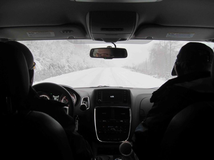 The snow became heavy enough so that we weren't sure we would in fact be able to drive to where we would be staying for the next two nights (Baie Verte).