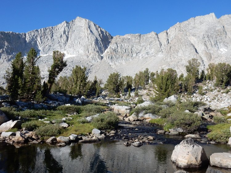 Peak 12402 from outlet stream of Merriam Lake
