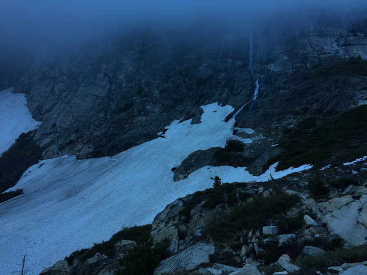 The view of waterfalls seemingly fed directly by clouds...