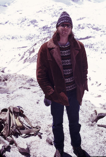 My first Sierra summit: Goat Mtn. 1975.  Note the ancient day pack and the Sierra Club cup.