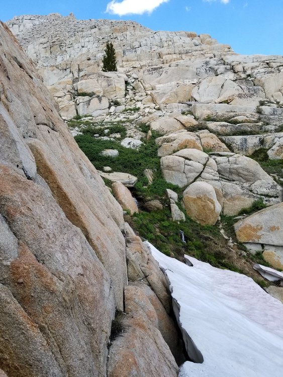 My traverse to bypass the snowfield.