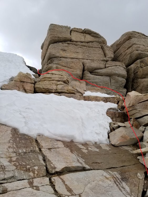 Looking back on my approximate route down New Army Pass.
