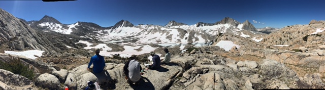 Looking down on Vee, Claw, &amp; Tooth Lakes. Seven Gables, Gemini, &amp; &quot;Hambone&quot; in distance.