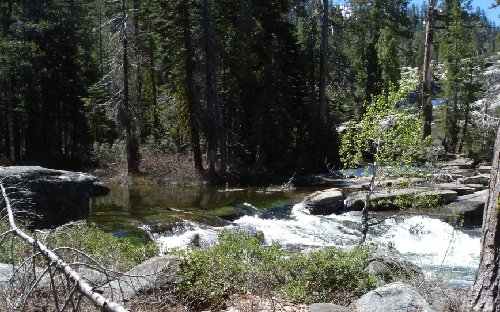 A calm area before the rapids on Kibbie Creek near the official ford.
