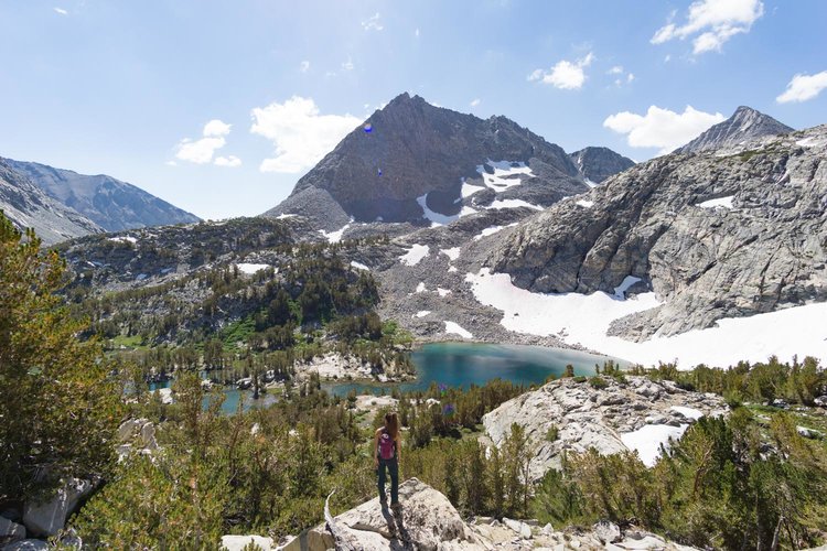 Looking down onto Gem Lakes from the ridge