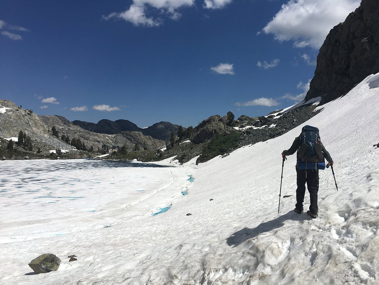 Starting the Iceberg Lake snowfield traverse