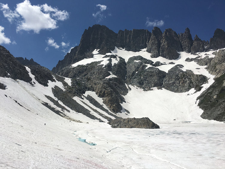 Iceberg Lake still buried in snow