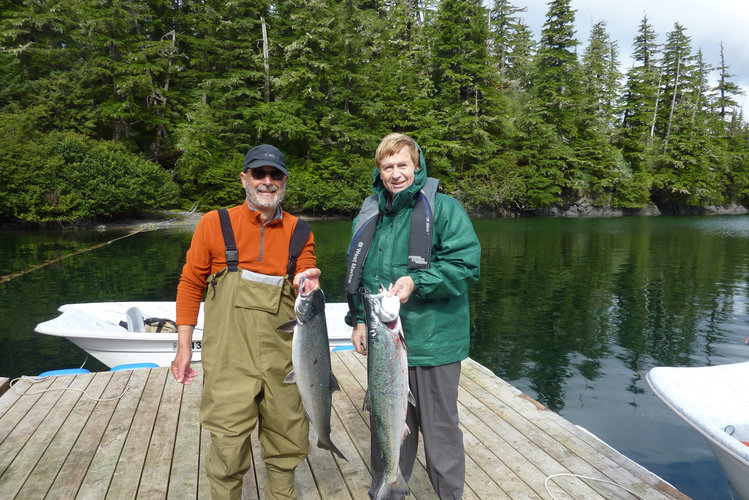 My best day of the trip. Both fish caught by my new friend Wayne. I set him up with my gear and did the rigging for him and put him over fish.  He is not a fisherman.  Felt really good to put him on to fish. After this pic I went out alone.