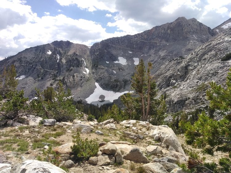 View of the 3 middle Graveyard Lakes from camp.