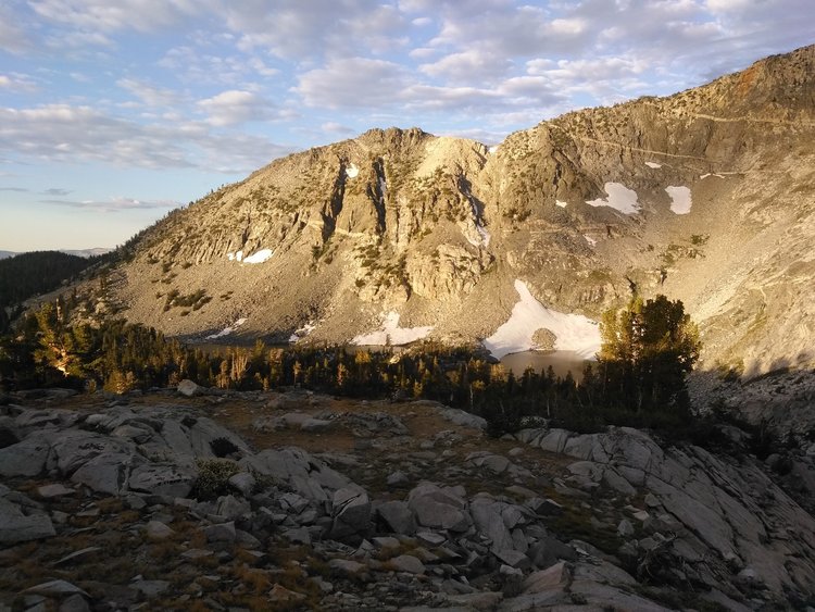 Morning view from my campsite near Upper Graveyard Lake