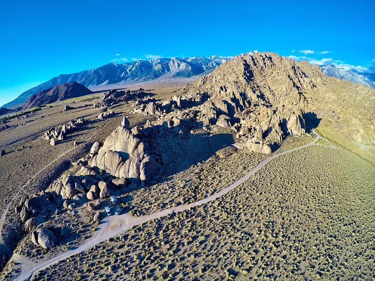 A drone photo with Whitney in the back ground
