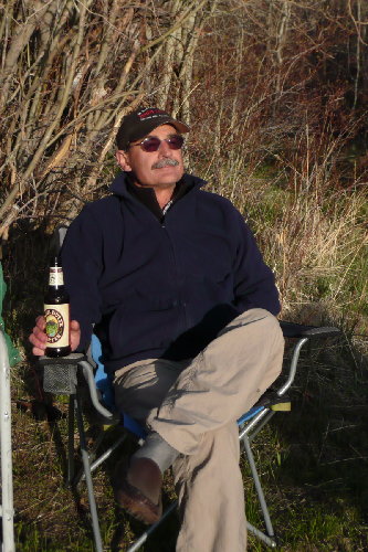 Taking in the sun with a Black Butte Porter