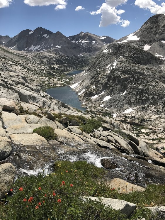 View of Palisade Lakes during descent from Cirque Pass
