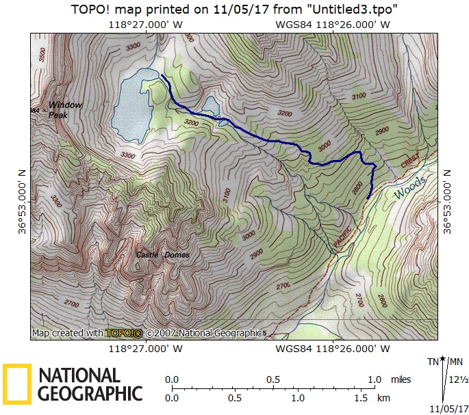 Approximate route to Window Lake