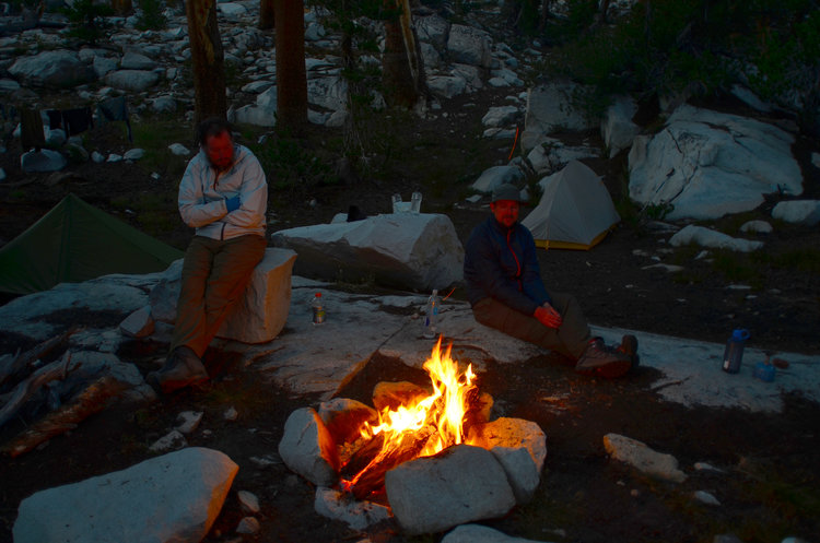 Rogue and Dan after dinner enjoying a lovely fire at our really nice camp.
