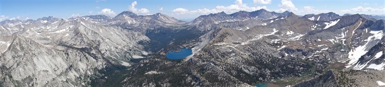 On Arrow Peak looking east over Bench Lake and Taboose Pass