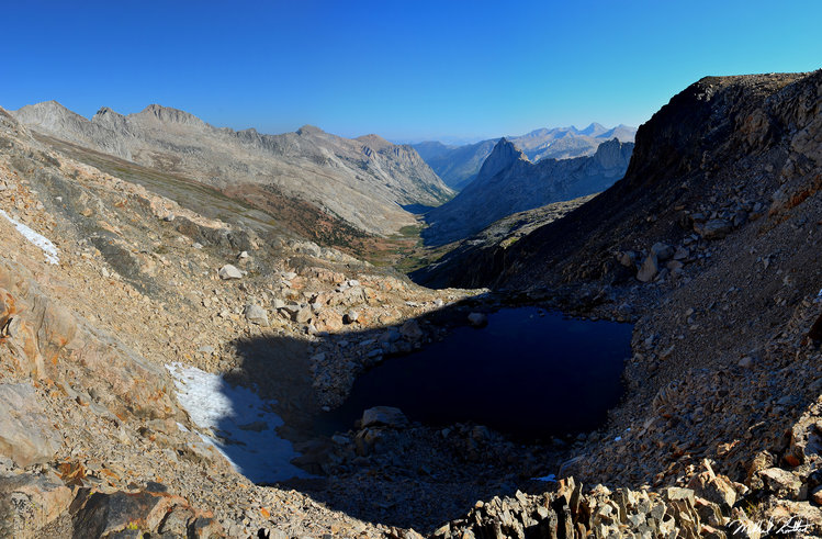The incredibly majestic Cloud Canyon from the top of Lion Lake Pass. One of the most impressive canyons in the Sierra. You can clearly see the prominent Whaleback in the background poking up into the sky.