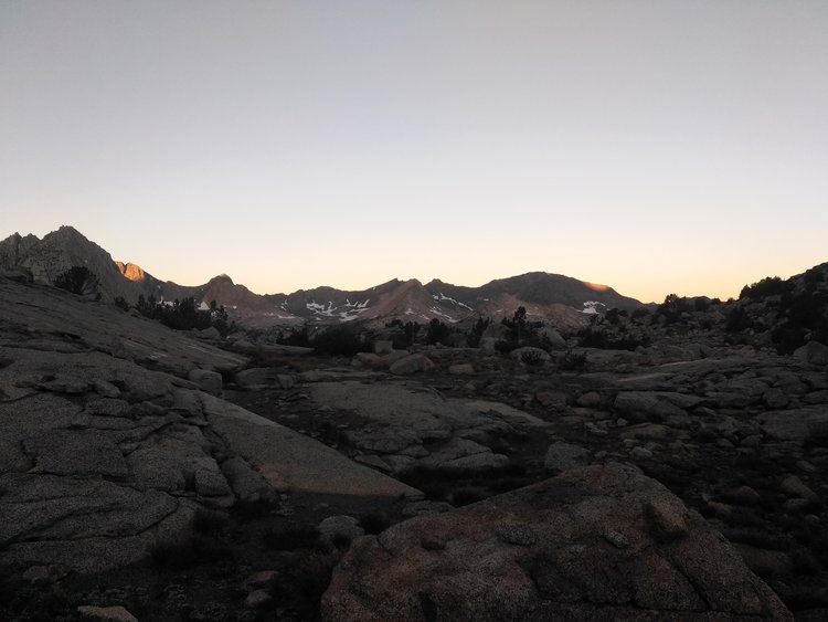 Morning view from my camp on Darwin Bench