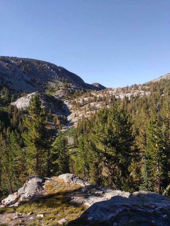 Water streaming down from Duck Lake