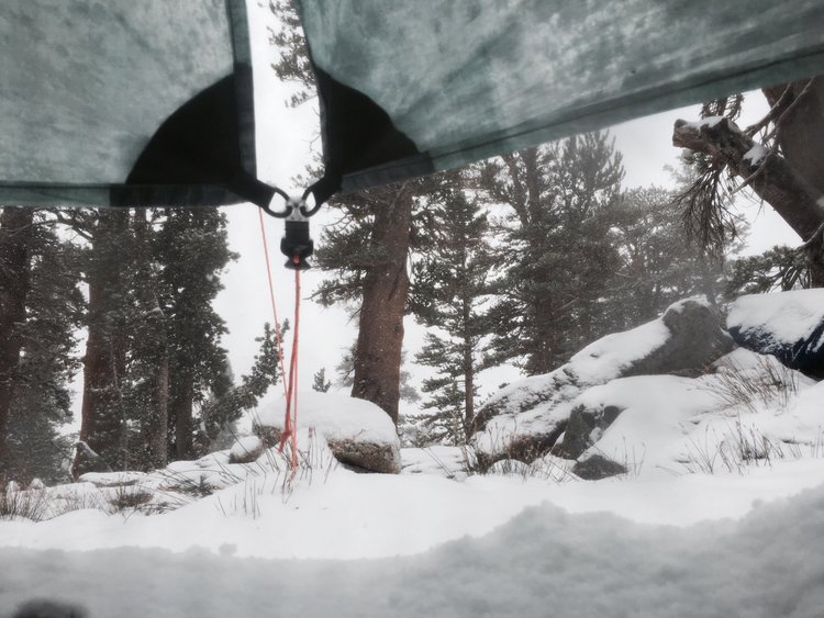 Looking out from under my tarp (which I didn't leave for 36 hours) in the morning.