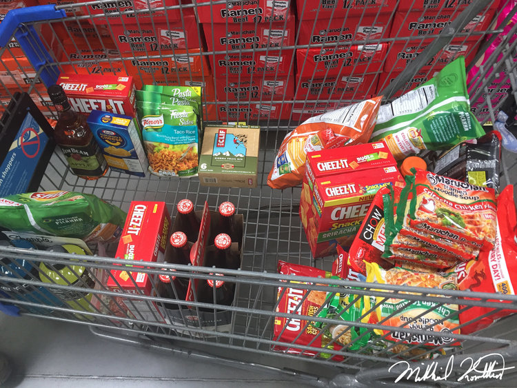 Just a smattering of the things we eat on and off the trail. I thought it was a funny sight. Gotta have the Cheese Itz and Ramen!