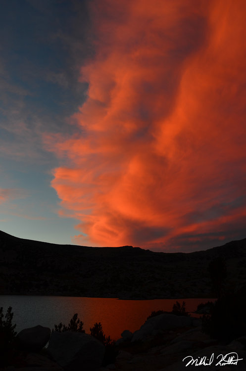 An incredibly fine sunset on our first night in Pioneer Basin. The Sierra Wave showing off its true colors!