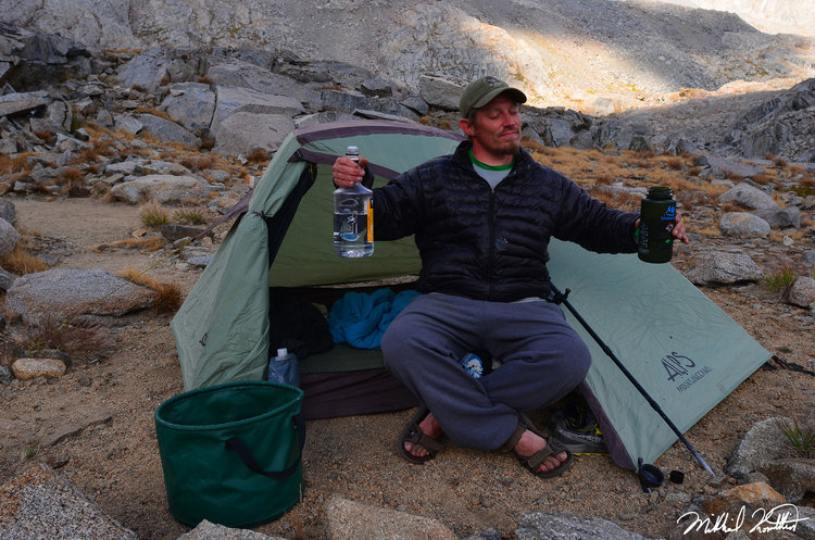 Derek looking extremely regal about to drown his sorrows for not making it up North Palisade!