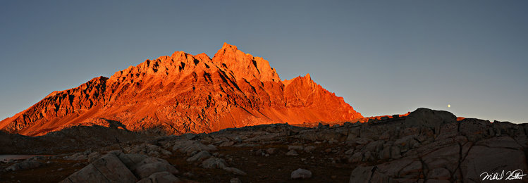 Incredible alpenglow on the mighty magnificent Mt. Humphrey's. Seeing the moon on the right really felt like a promising next day was in store. For some reason it felt like good luck.