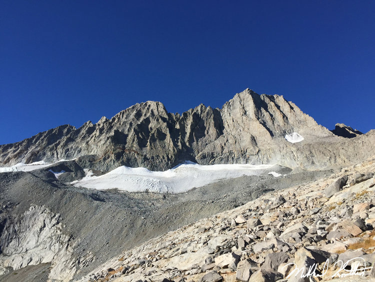 Our first good view of the Middle Palisade Glacier along with Middle Palisade and Norman Clyde Peak.