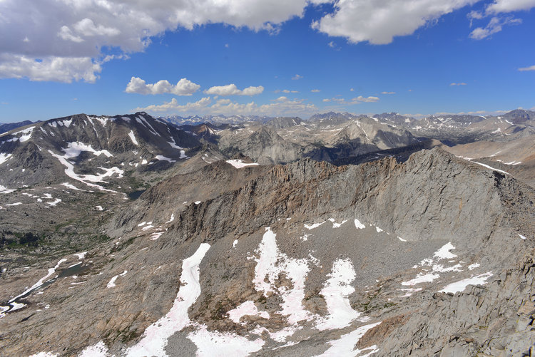 Looking North from Pyramid Peak the view was astounding. One of the finest views in the range since it's so central. You can pick out so many different peaks from here it's unreal.
