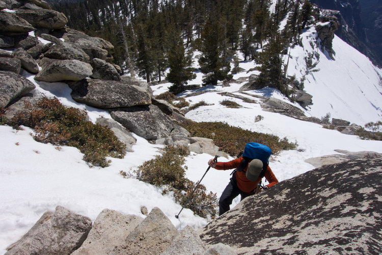 Climbing the stairs on the SW ridge of Clouds Rest