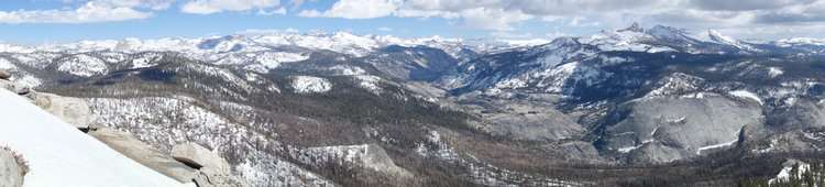 Panorama southeast from Clouds Rest summit