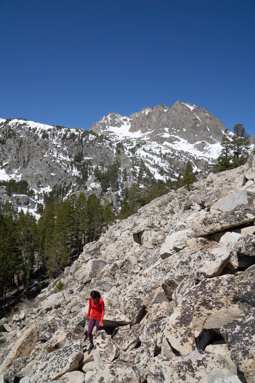 Rock hopping on the way up