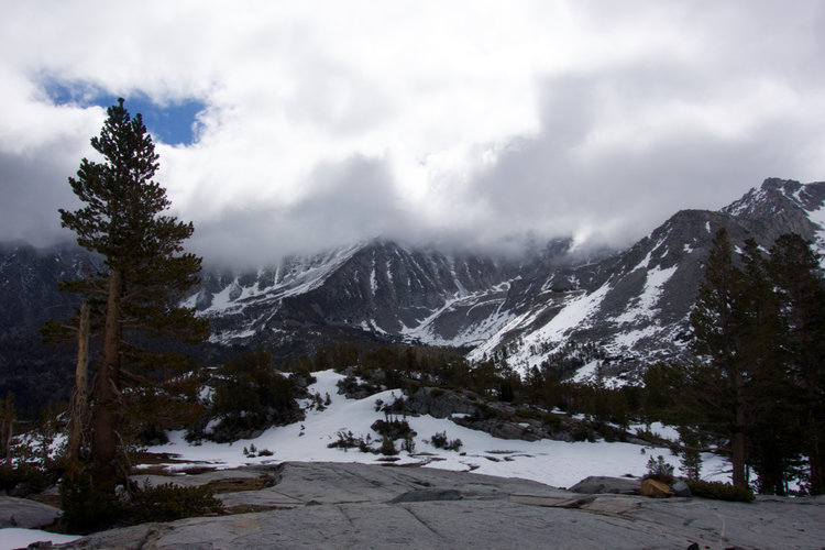 Clouds settle on Mount Stanford.