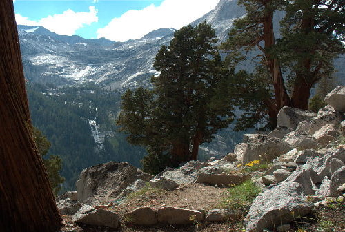Switchback on the Bishop Pass trail as it climbs out of Le Conte Canyon