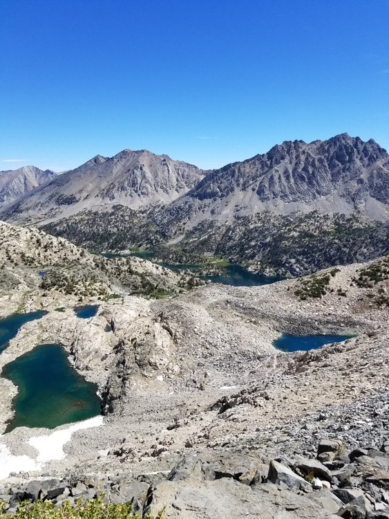 Looking back on Rae Lakes from Glen Pass.