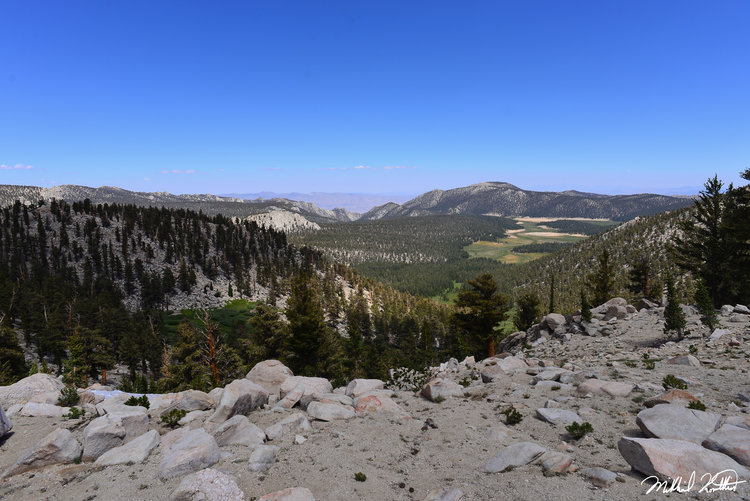 Looking down on Horseshoe Meadows from the top of Cottonwood Pass.
