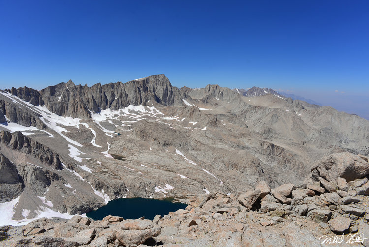 Mt. Irvine had a great view at the Whitney region. You can pick out Trail Camp and Consultation Lake below.