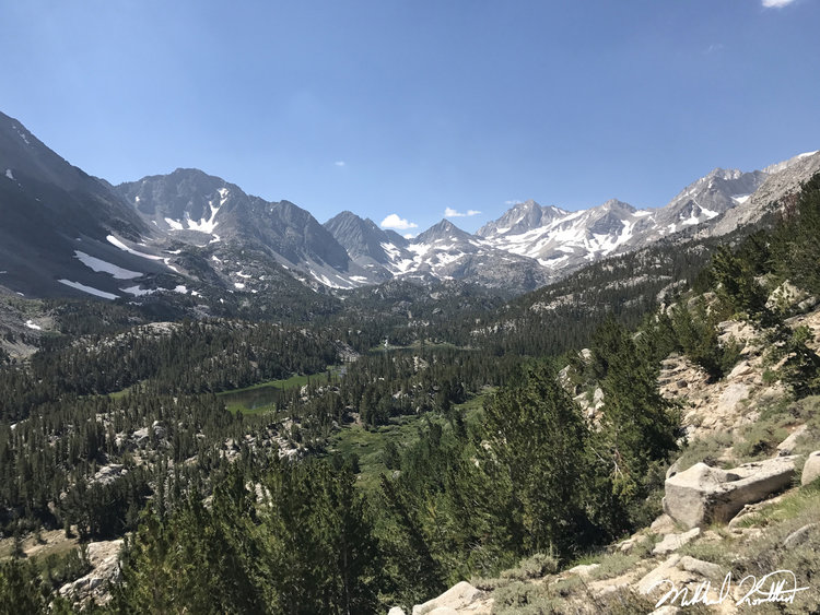 Surreal Little Lakes Valley with the high mountains dominating the scene.