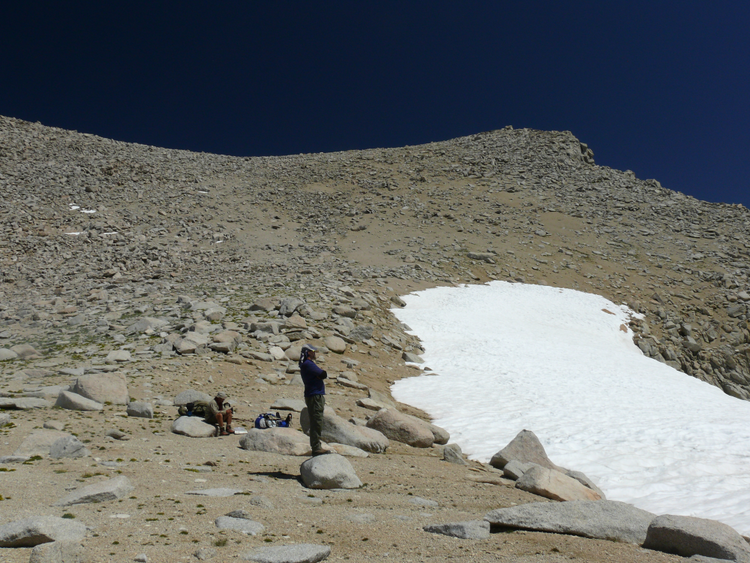 Looking north from the top of Longley pass. I hiked around the northern part of the snow and found the way down