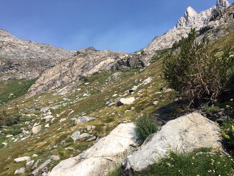 Above upper Beck Lake, headed to Beck Lakes Pass