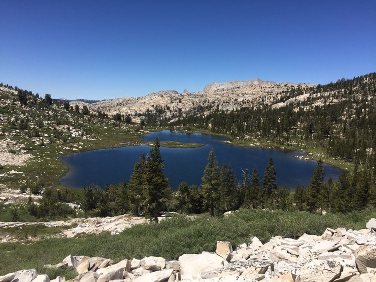 Reymann Lake from part way up pass to the east.
