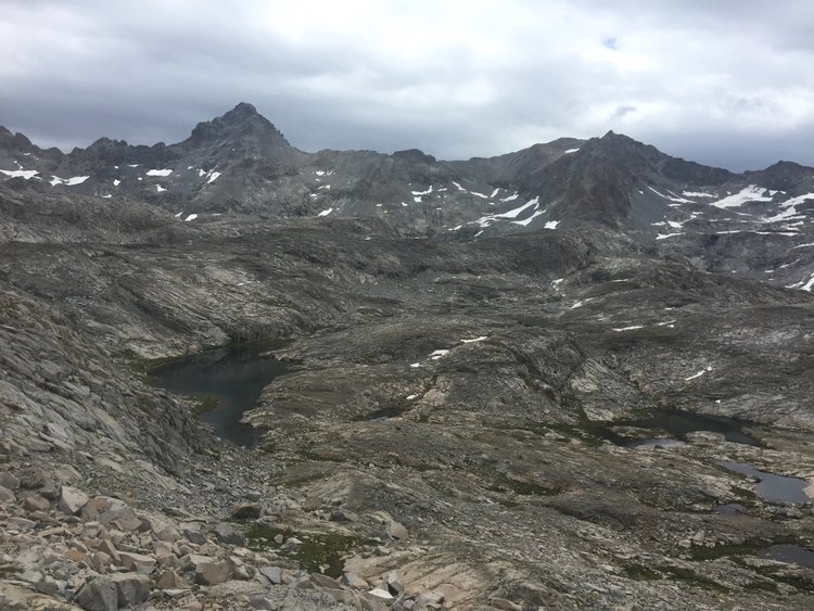 Middle part of Lyell Fork drainage from about halfway down east side of Sluggo-Ingraham Pass -- Rodgers Peak across the way