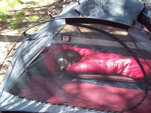 Hiding from mosquitos in Mc Clure Meadow
